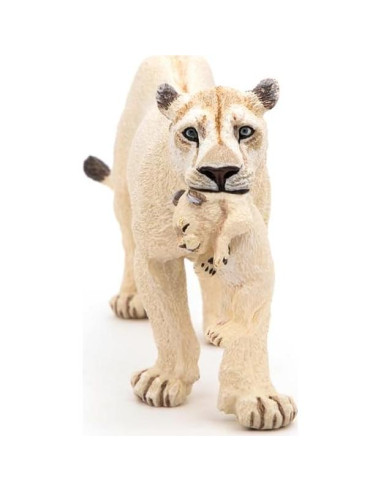 Figura de Papo Leona Blanca con Cachorro Multicolor 14.5cm