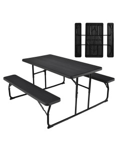 Conjunto de Mesa y Banco de Picnic Plegable Giantex 137x71cm