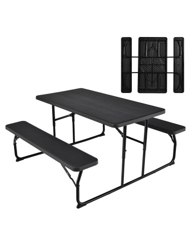 Conjunto de Mesa y Banco de Picnic Plegable Giantex 137x71cm