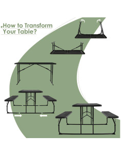 Conjunto de Mesa y Banco de Picnic Plegable Giantex 137x71cm 2