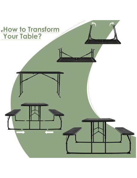 Conjunto de Mesa y Banco de Picnic Plegable Giantex 137x71cm