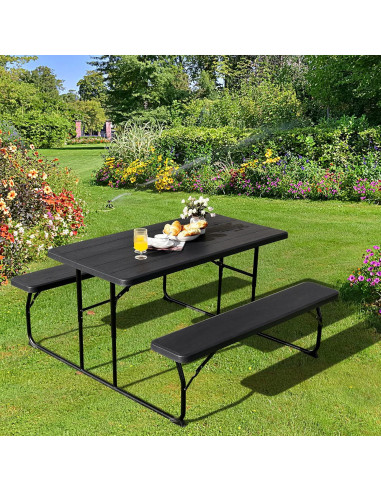 Conjunto de Mesa y Banco de Picnic Plegable Giantex 137x71cm