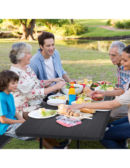 Conjunto de Mesa y Banco de Picnic Plegable Giantex 137x71cm