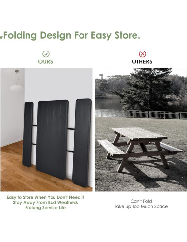 Conjunto de Mesa y Banco de Picnic Plegable Giantex 137x71cm