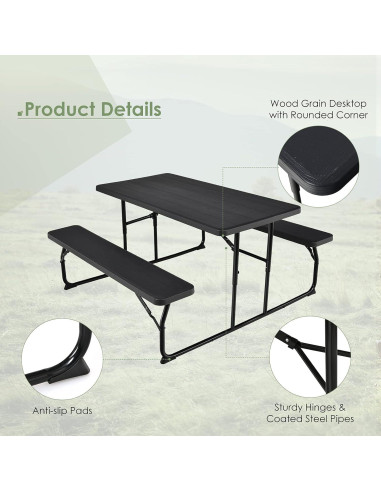 Conjunto de Mesa y Banco de Picnic Plegable Giantex 137x71cm