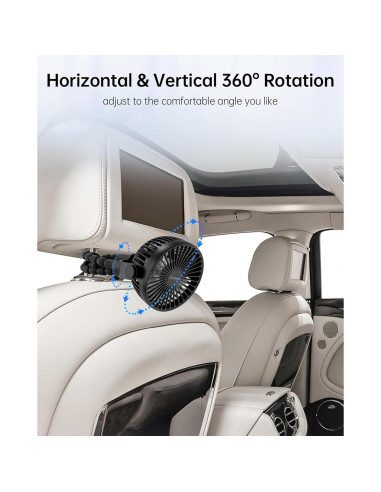 Ventilador de Coche Coohea KW42 Recargable 2000mAh 3 Velocidades