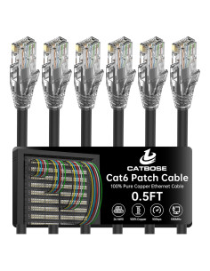 Cable Ethernet Cat6 0.15m CatBose Negro - Paquete de 6
