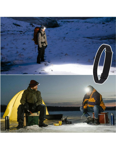 Correa Elástica para Linterna Frontal BOXOB 68cm Negra - 4 Piezas