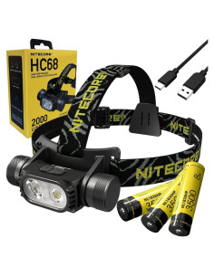 Linterna Frontal Nitecore HC68 2000 Lúmenes Doble Haz E-Focus