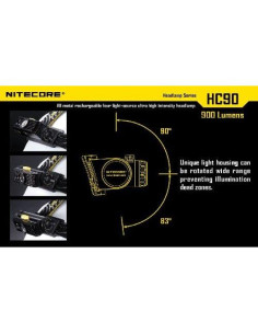 Linterna Frontal Recargable Nitecore HC90 900 Lúmenes LED 2