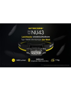 Linterna Frontal Nitecore NU43 Recargable USB-C 1400 Lúmenes 2