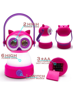 Linterna de Camping para Niños FANT.LUX Búho Rosa LED 2
