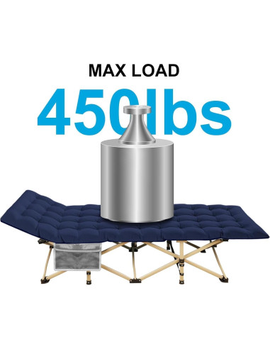 Cama de Camping Plegable ARAER 204kg Alta Resistencia Azul