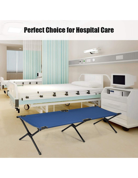 Cama de Camping Plegable GYMAX Azul, Alta Resistencia 136 kg