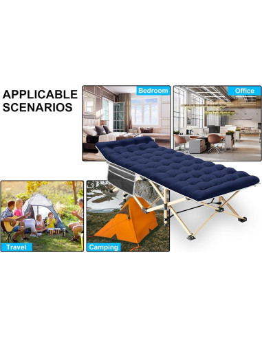 Cama de Camping Plegable ARAER 204kg Alta Resistencia Azul