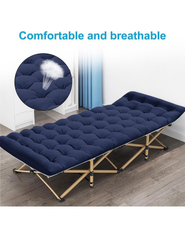 Cama de Camping Plegable ARAER 204kg Alta Resistencia Azul