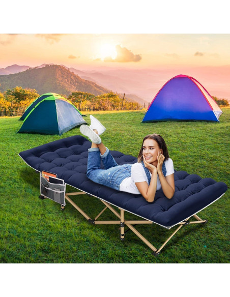 Cama de Camping Plegable ARAER 204kg Alta Resistencia Azul