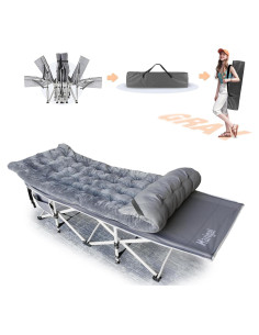 Cama de Camping Plegable Harigal con Colchón 190.5x71.1cm