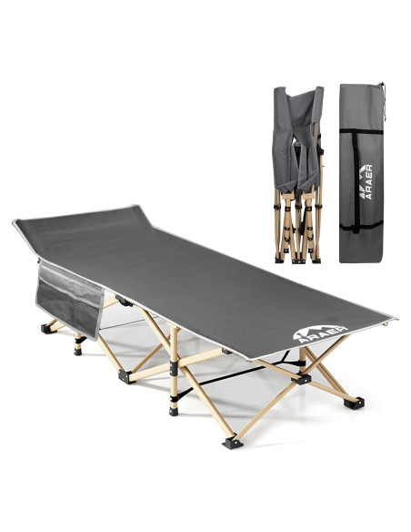 Cama de Camping Plegable ARAER Gris 204 kg Alta Resistencia