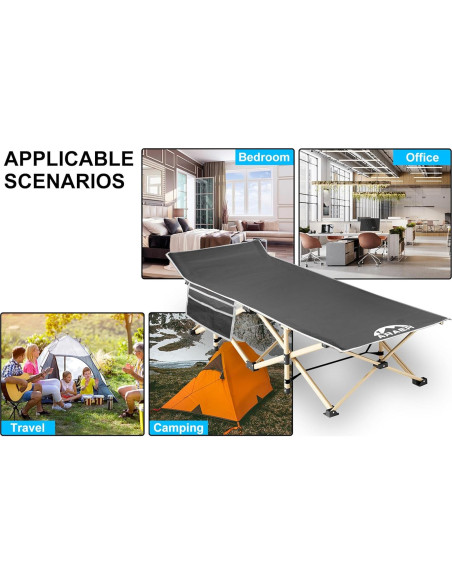 Cama de Camping Plegable ARAER Gris 204 kg Alta Resistencia