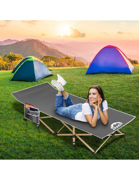 Cama de Camping Plegable ARAER Gris 204 kg Alta Resistencia