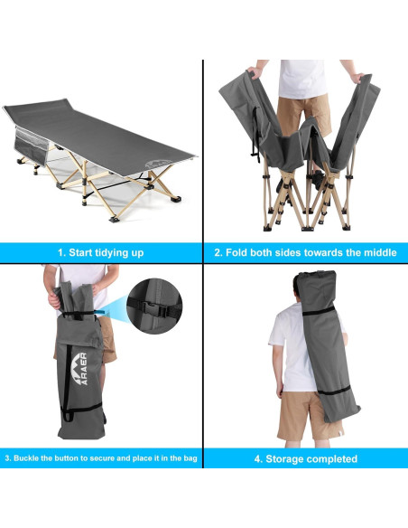 Cama de Camping Plegable ARAER Gris 204 kg Alta Resistencia
