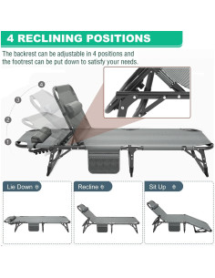 Cama de Camping Plegable LILYPELLE Azul Marino 4 Posiciones 2