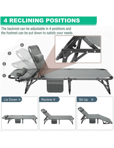 Cama de Camping Plegable LILYPELLE Azul Marino 4 Posiciones