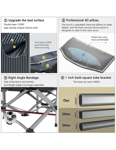 Cama de Camping Plegable Barbella con Colchón 190x71 cm