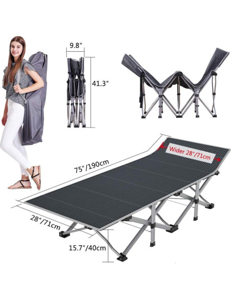 Cama de Camping Plegable Barbella con Colchón 190x71 cm