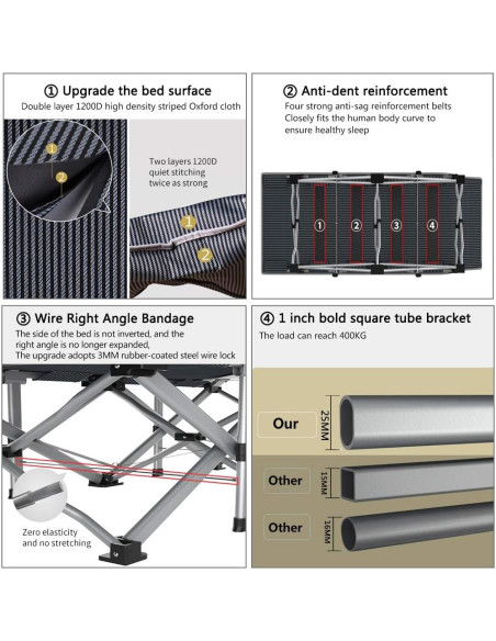 Cama de Camping Plegable Barbella con Colchón 190x71 cm