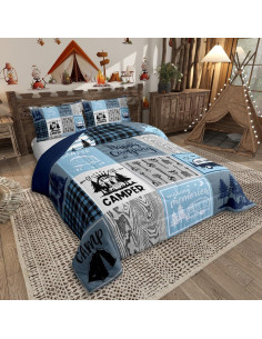 Conjunto de Edredón Twin Erosebridal Camping Azul Gris 2