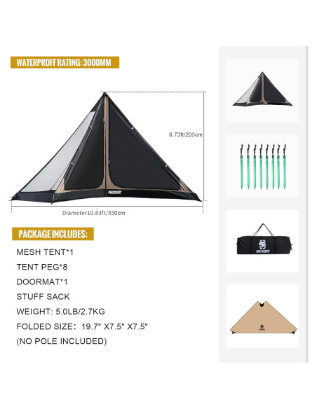 Carpa Interior de Malla OneTigris para 2 Personas - Impermeable 4000mm