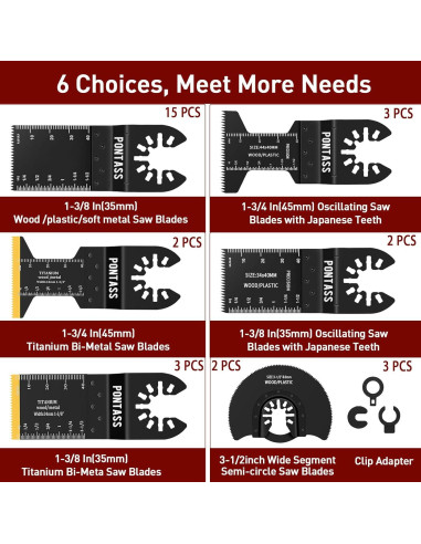 27 Hojas de Sierra Oscilante PONTASS para Metal y Madera