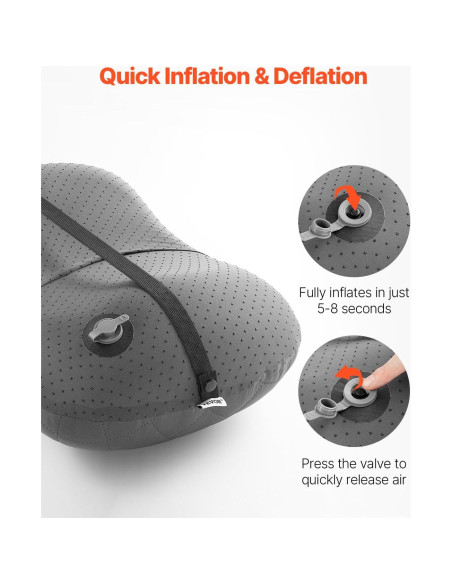 Almohada Inflable VEVOR Camping 44.2x30.5cm Suave y Portátil