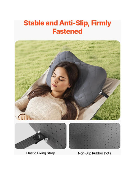 Almohada Inflable VEVOR Camping 44.2x30.5cm Suave y Portátil