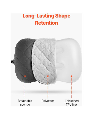 Almohada Inflable VEVOR Camping 44.2x30.5cm Suave y Portátil