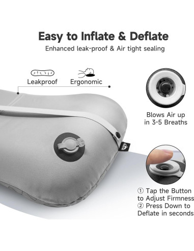 Almohada Inflable para Camping OUTSKIRT YX-CP Gris Ergonómica