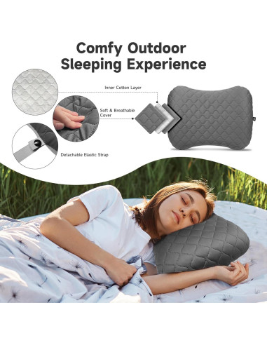Almohada Inflable para Camping OUTSKIRT YX-CP Gris Ergonómica