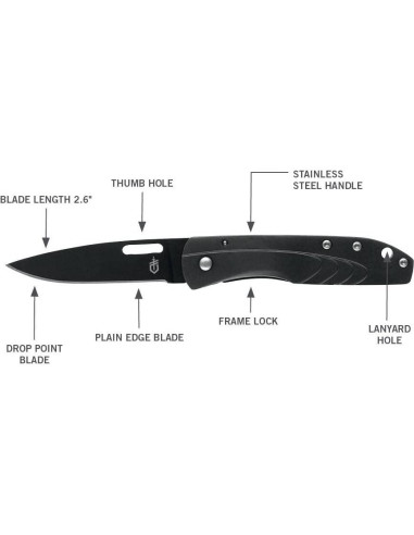 Cuchillo Plegable Gerber STL 2.0 Negro 5.1" (12.95 cm)