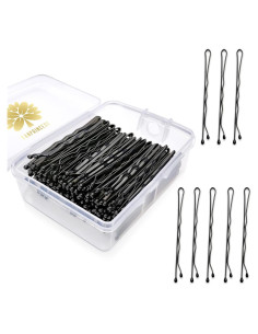 100 Pasadores de Pelo Kanprincess Negro con Caja Almacenamiento