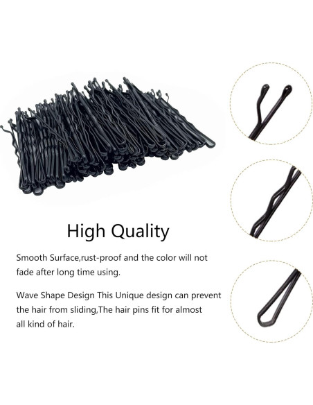 100 Pasadores de Pelo Kanprincess Negro con Caja Almacenamiento