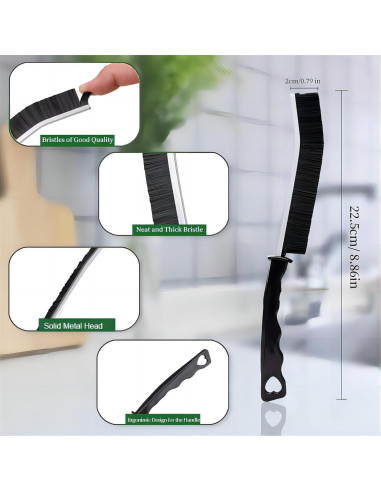 2 Cepillos de Limpieza de Ranuras POPGIO con Cerdas Duras