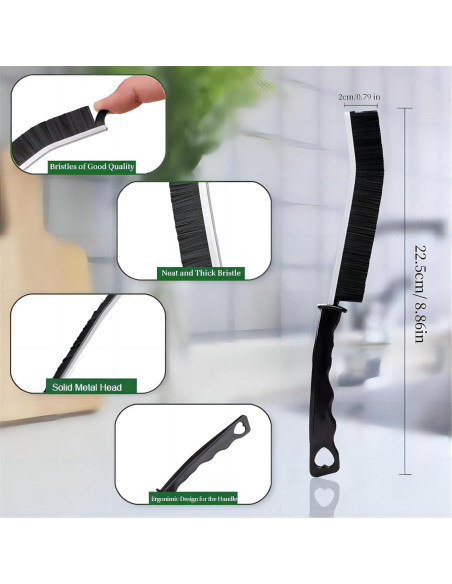 2 Cepillos de Limpieza de Ranuras POPGIO con Cerdas Duras