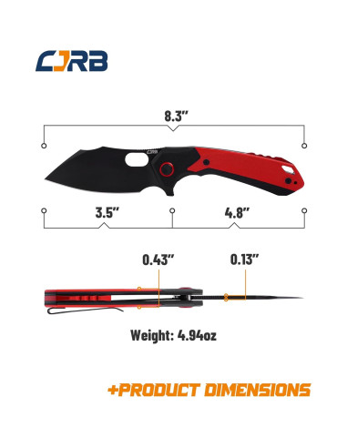 Cuchillo Plegable CJRB Caldera J1923 EDC Rojo G10 8.9 cm