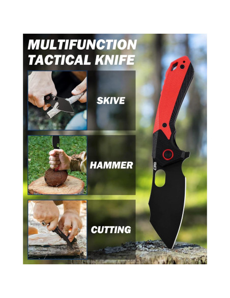 Cuchillo Plegable CJRB Caldera J1923 EDC Rojo G10 8.9 cm