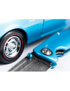 Cuchillo Plegable EDC Boker 1969 Z28 Damasco 8cm Azul 2