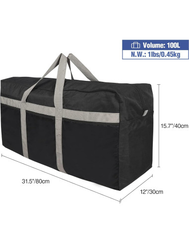 Bolsa de Viaje Plegable REDCAMP 100L Impermeable Negra