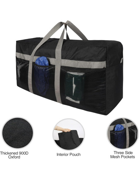 Bolsa de Viaje Plegable REDCAMP 100L Impermeable Negra