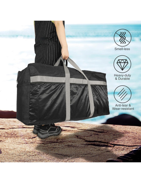 Bolsa de Viaje Plegable REDCAMP 100L Impermeable Negra